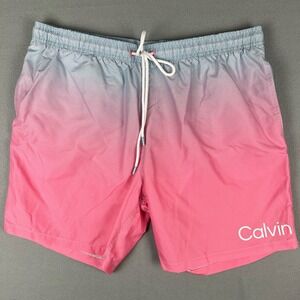 Calvin Klein‎ Modern Volley Core Solid 7" Swim Shorts Mens 2XL XXL Pink Gradient